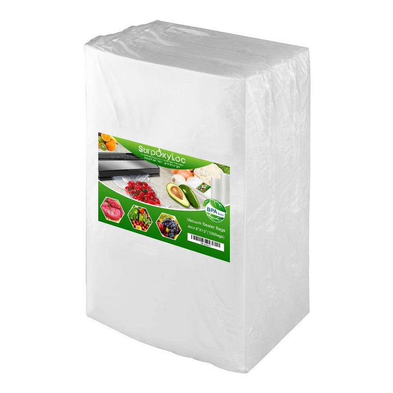 SurpOxyLoc 4mil100 Quart Size 8x12Inch Vacuum Freezer Sealer Bags for Food,BPA Free, Heavy Duty Commercial Grade,Sous Vide Vaccume Safe,Universal Design Work with Any Types Vacuum Sealer - Image 1